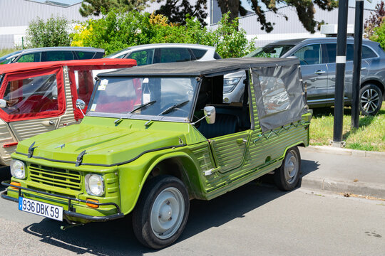 Wattrelos,FRANCE-June 02,2019: view of the Citro&euml;n M&eacute;hari,car exhibited at the 7th Retro Car Festival at the Renault Wattrelos ZI Martinoire parking lot.