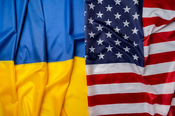 Flags of Ukraine and Usa folded together