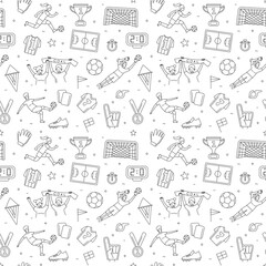 Female Soccer football player game match seamless background pattern.