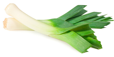 leek isolated on white background. with clipping path. full depth of field