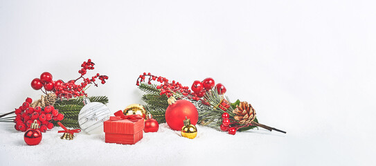  Christmas and New Year holiday top view border design banner background          