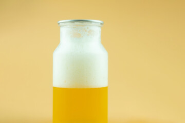 Cold beer with foam in refreshing drinking