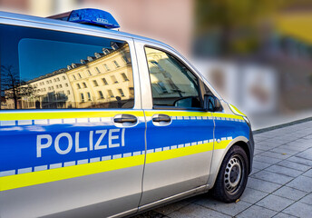 Polizei sign on a German police car