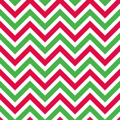 Christmas seamless red, green and white zigzag pattern, vector illustration. Chevron zigzag pattern with colorful lines. Christmas background for scrapbook, print and web