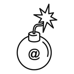 Email fraud bomb icon. Outline email fraud bomb vector icon for web design isolated on white background