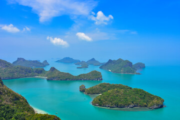 Breathtaking view of the many islands of the Ang Thong Marine Park