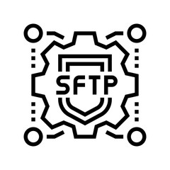 sftp label line icon vector. sftp label sign. isolated contour symbol black illustration