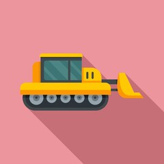 Bulldozer icon. Flat illustration of bulldozer vector icon for web design