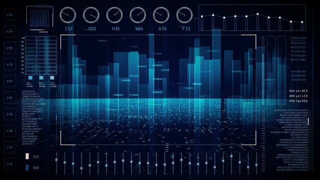 Futuristic Sci Fi data panel.HUD technological User Interface. Graph and diagram.Tech background.Blue.