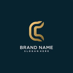 Golden letter logo with inital C for company, creative, brand, Premium Vector part 7