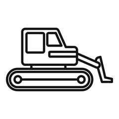 Machine bulldozer icon. Outline machine bulldozer vector icon for web design isolated on white background