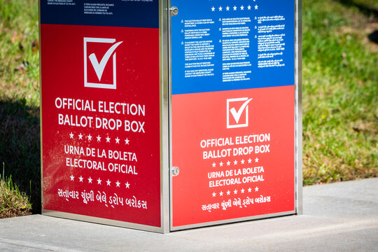 USA Official Election Ballot Drop Box Outside For Voting