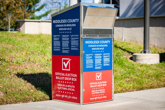 USA Official Election Ballot Drop Box Outside For Voting