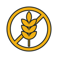 Gluten free vector icon. No wheat or grain symbol. Food allergy and celiac sign. Package ingredients logo label. Diet and nutrition stamp clip-art.