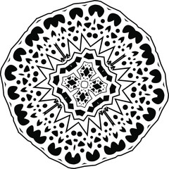 Mandala isolated on white background. Abstract pattern vector illustration. Retro black and white texture. Ornamental diwali pattern.
