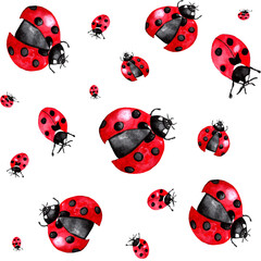 ladybugs watercolor seamless pattern.
For prints, calendars, wallpapers, textiles.