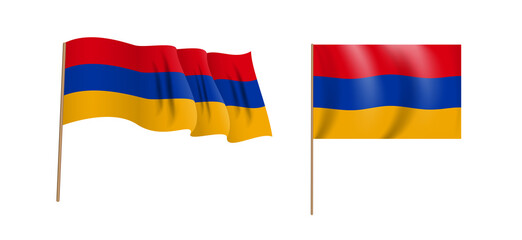 colorful naturalistic waving flag of Armenia. Vector Illustration