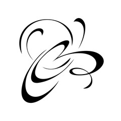 ornament 1363. decorative abstract ornament with curls in black lines on a white background