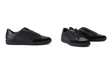 Black men's classic shoes. Front and side views