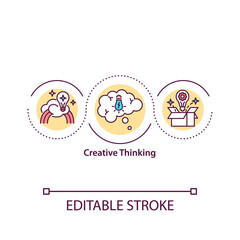 Creative thinking concept icon. Brainstorming. Self-improvement. Lateral thinking idea thin line illustration. Vector isolated outline RGB color drawing. Editable stroke.