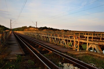 Obraz premium railway in the sunset