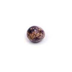 Quail egg, close-up on a white background, copy space,
