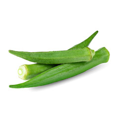 Okra, Lady's finger, Gombo, Gumbo, Bendee, Quimbamto isolate on white background.Health food.