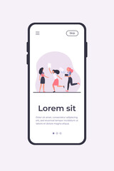 Distributors running with flyers. People giving papers, spreading leaflets flat vector illustration. Election or advertising campaign concept for banner, website design or landing web page