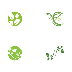 Set Leaf  ecology Logo Template vector