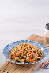 Taiwanese food - Homemade delicious cold dish of shredded chicken with soy sauce