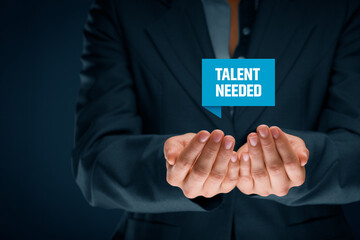 Talent needed concept with hand