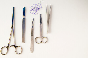 Fototapeta premium Dissection Kit - Stainless Steel Tools for Medical Students of Anatomy and Biology