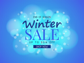 Winter sales banner design with Bokeh blur.and concept winter advertising. and for shopping discount promotion.and frame leaflet or web banner.and used as illustration or background.
