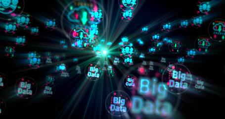 Fototapeta na wymiar Big data technology symbols illustration