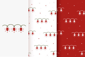Set of seamless patterns of garlands in flat style. Collection of cards with traditional Christmas elements.
