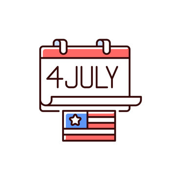 Independence day RGB color icon. July 4. Federal holiday in United States. Patriotic displays. Family reunions. Annual nationhood celebration. Modern democracy. Isolated vector illustration
