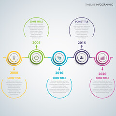 Time line info graphic with abstract design round pointers