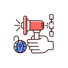 Speech and expression freedom RGB color icon. International human rights law. Democracy and social interaction. Without retaliation, censorship, legal sanction fear. Isolated vector illustration