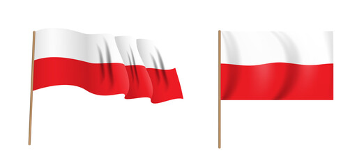 colorful naturalistic waving flag of Poland. Vector Illustration