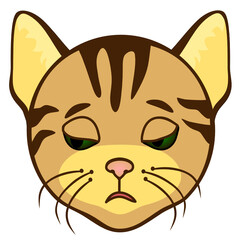 an emoticon with a cool offended cat with its eyes closed, color emoji clip art on a white isolated background