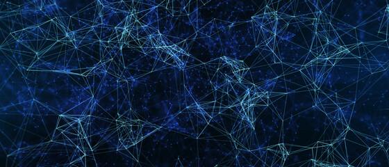Naklejka na ściany i meble Abstract futuristic - technology with polygonal shapes on dark blue background. Design digital technology concept. 3d illustration.