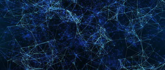 Abstract futuristic - technology with polygonal shapes on dark blue background. Design digital technology concept. 3d illustration.