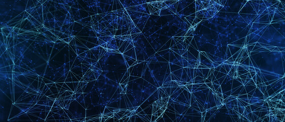 Abstract futuristic - technology with polygonal shapes on dark blue background. Design digital technology concept. 3d illustration.