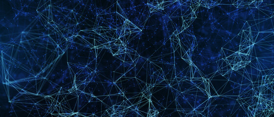 Abstract futuristic - technology with polygonal shapes on dark blue background. Design digital technology concept. 3d illustration.