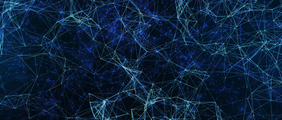 Abstract futuristic - technology with polygonal shapes on dark blue background. Design digital technology concept. 3d illustration.