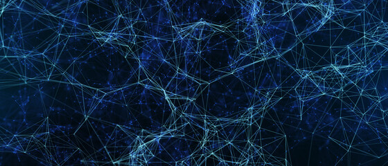 Abstract futuristic - technology with polygonal shapes on dark blue background. Design digital technology concept. 3d illustration.