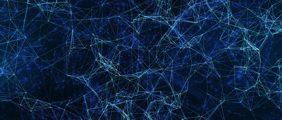 Abstract futuristic - technology with polygonal shapes on dark blue background. Design digital technology concept. 3d illustration.