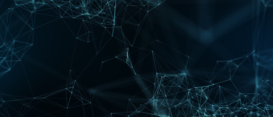 Naklejka na ściany i meble Abstract futuristic - technology with polygonal shapes on dark blue background. Design digital technology concept. 3d illustration.