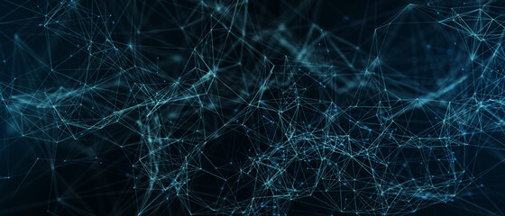 Abstract futuristic - technology with polygonal shapes on dark blue background. Design digital technology concept. 3d illustration.