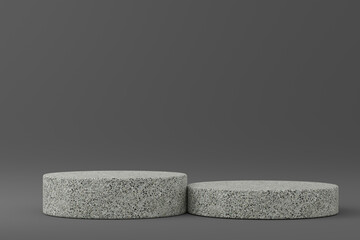 Step mosaic podiums on white background. Abstract minimal scene with geometrical. Scene to show cosmetic products presentation. Mock up design empty space. Showcase, shopfront, display case,3d render